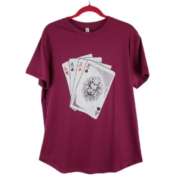 NWT Order Plus Burgundy Aces Graphic Unisex T-Shirt – Size L - Picture 1 of 7